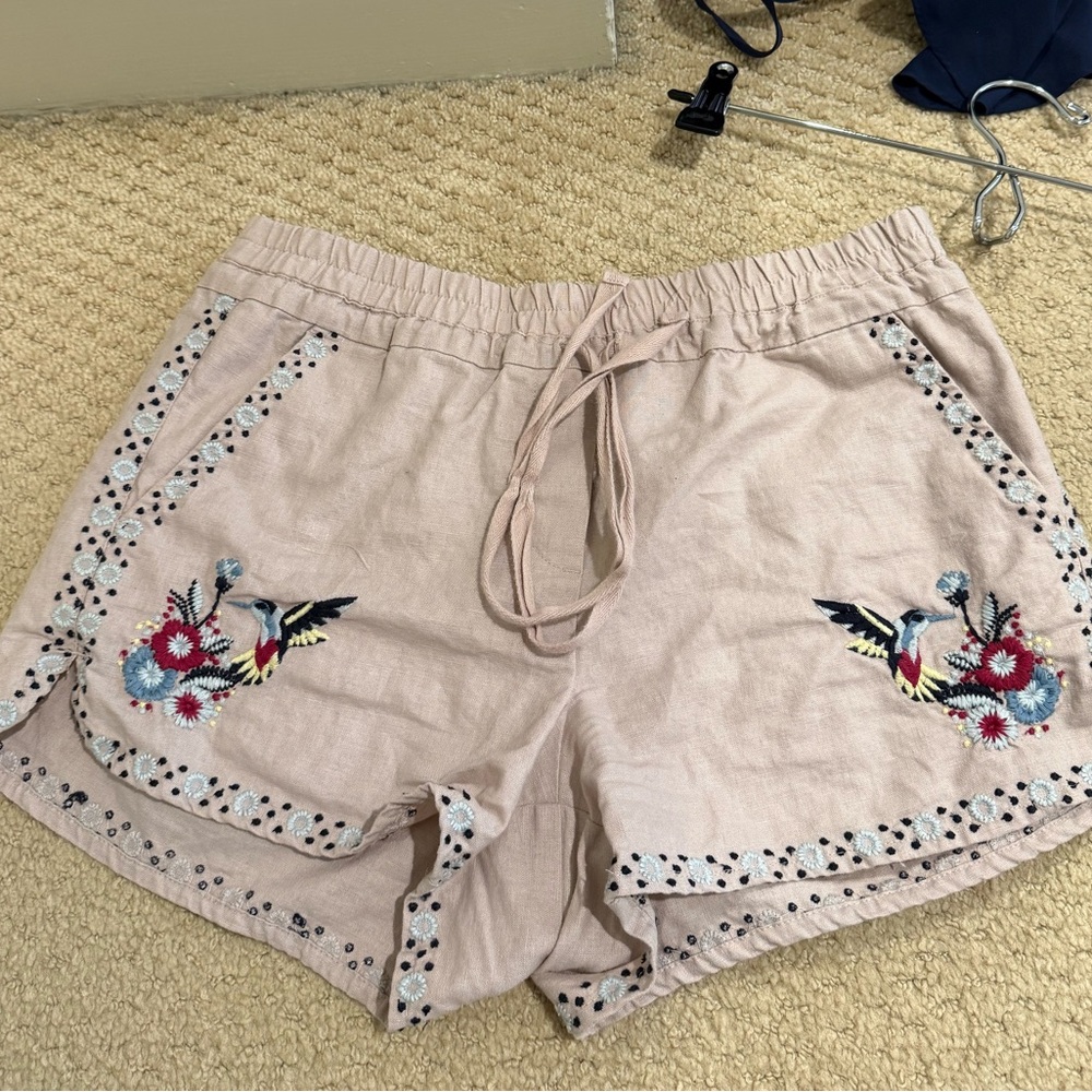 Blush Pink embroidered Loft shorts